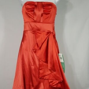 NWT tomato red short prom evening dress juniors 5